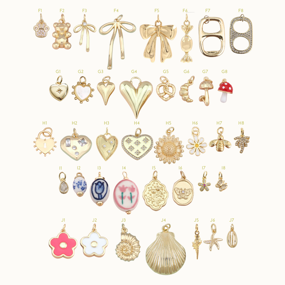 Studio Valli - Custom Charm Bracelets & Necklaces - build your own custom charm necklace - choose your charms - bows, animals, shells, lucky, smiley face, star & moon - New Zealand & Australia