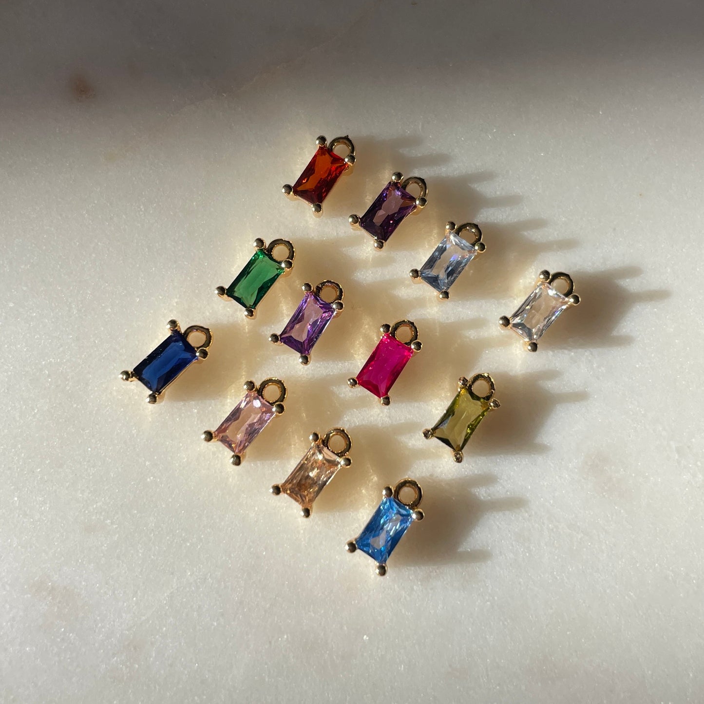 Rectangle Birthstone Charms