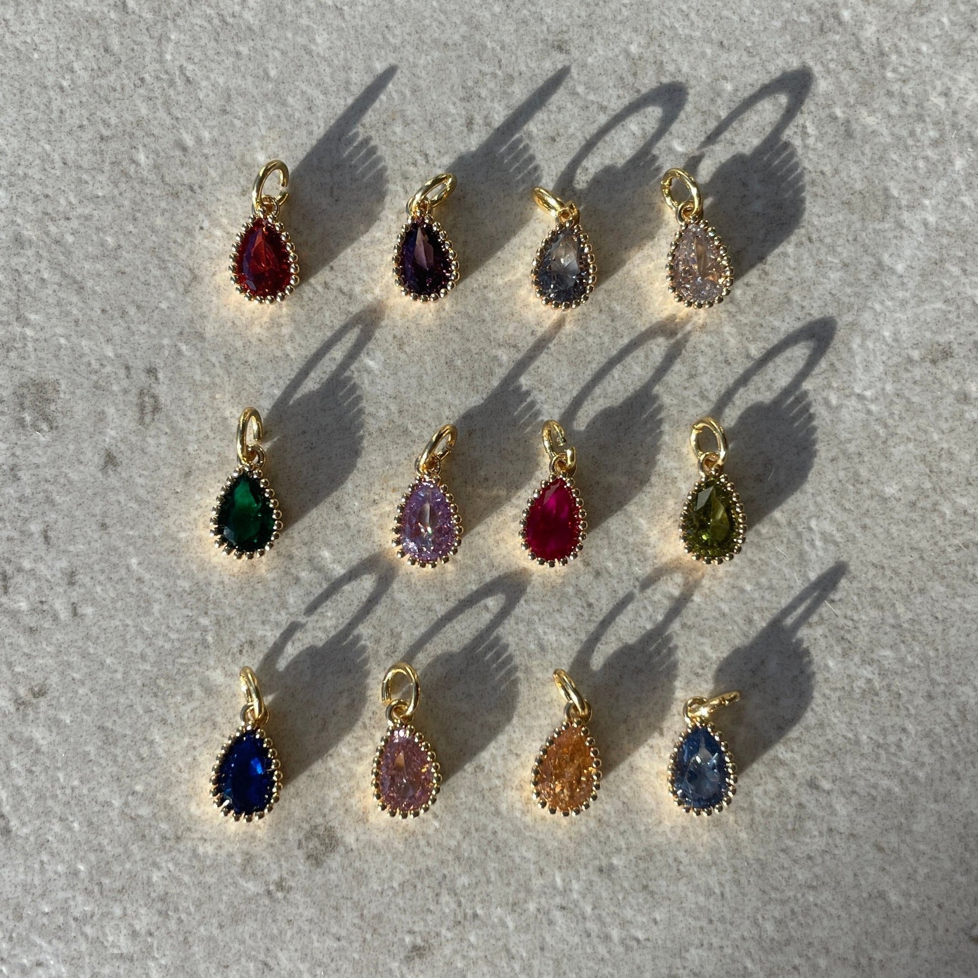 Studio Valli - Custom Charm Bracelets & Necklaces - build your own custom charm necklace - teardrop-shaped birthstone charms - New Zealand & Australia