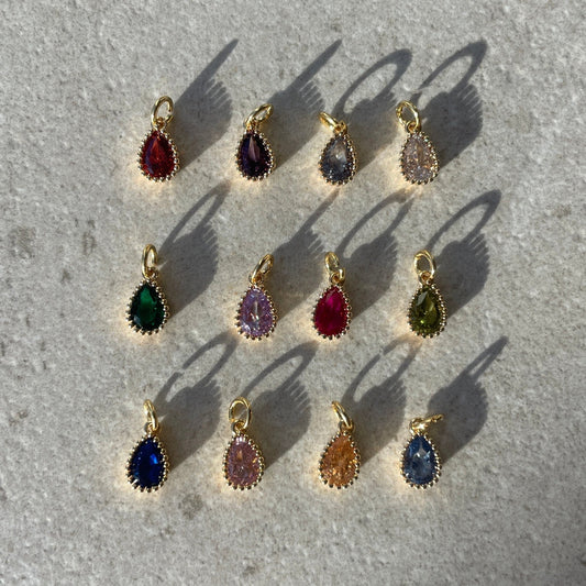 Studio Valli - Custom Charm Bracelets & Necklaces - build your own custom charm necklace - teardrop-shaped birthstone charms - New Zealand & Australia
