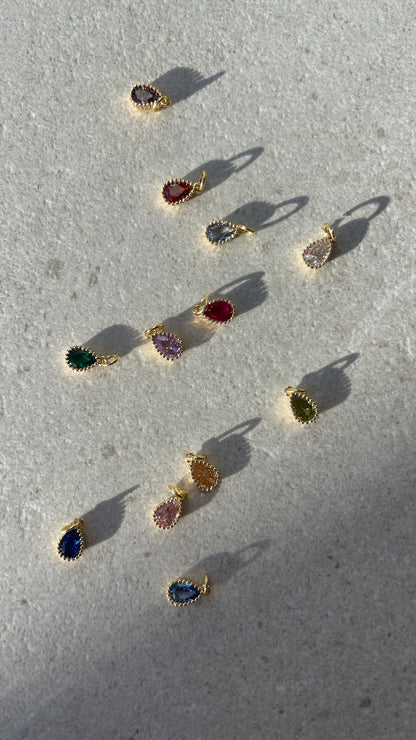 Studio Valli - Custom Charm Bracelets & Necklaces - build your own custom charm necklace - teardrop-shaped birthstone charms - New Zealand & Australia