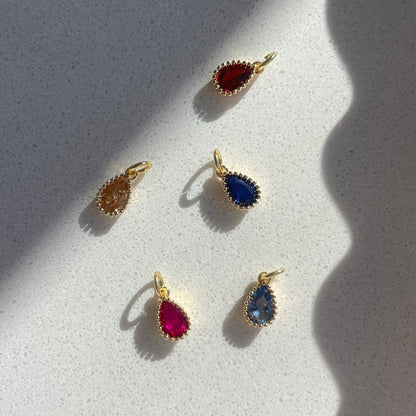 Studio Valli - Custom Charm Bracelets & Necklaces - build your own custom charm necklace - teardrop-shaped birthstone charms - New Zealand & Australia