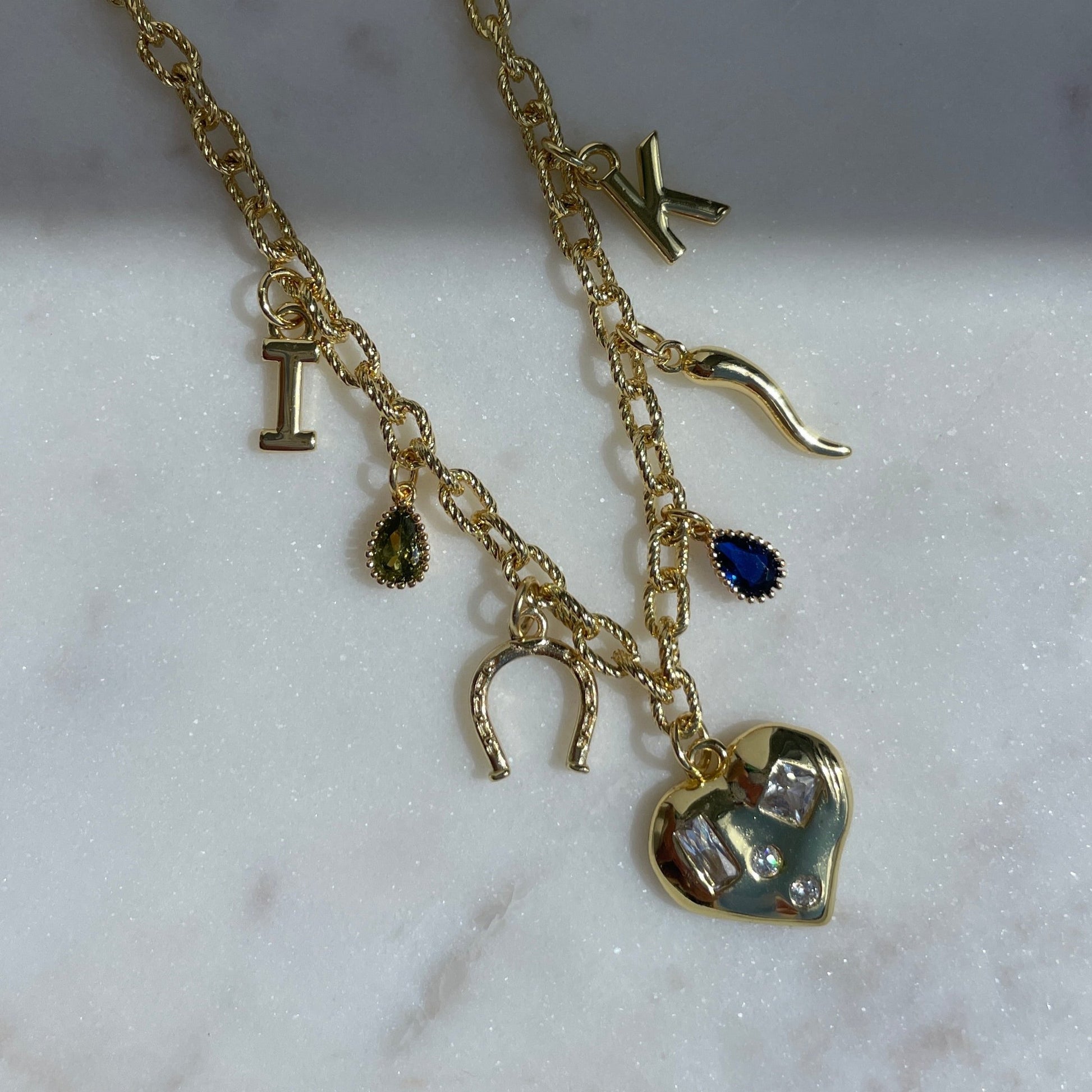 Studio Valli - Custom Charm Bracelets & Necklaces - build your own custom charm necklace - teardrop-shaped birthstone charms - New Zealand & Australia